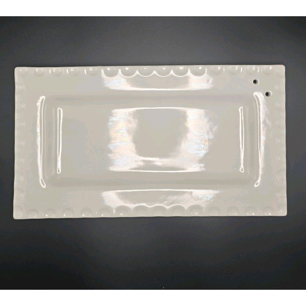 Southern Living Dress Me Up Ribbon Platter White Ceramic Rectangular 7.5×14" New